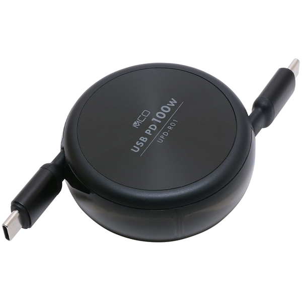 USB Type-Cコードリールケーブル PD100W対応 ブラック