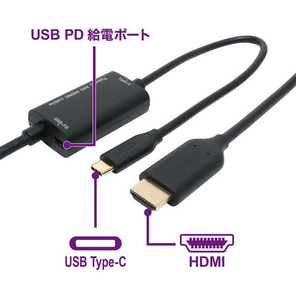 USB Type-C to HDMIケーブル PD対応 3m ブラック