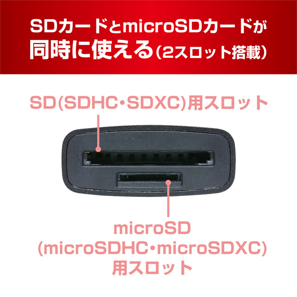 SDカードリーダ ライタ USB3.2 Gen1 USB-A ブラック