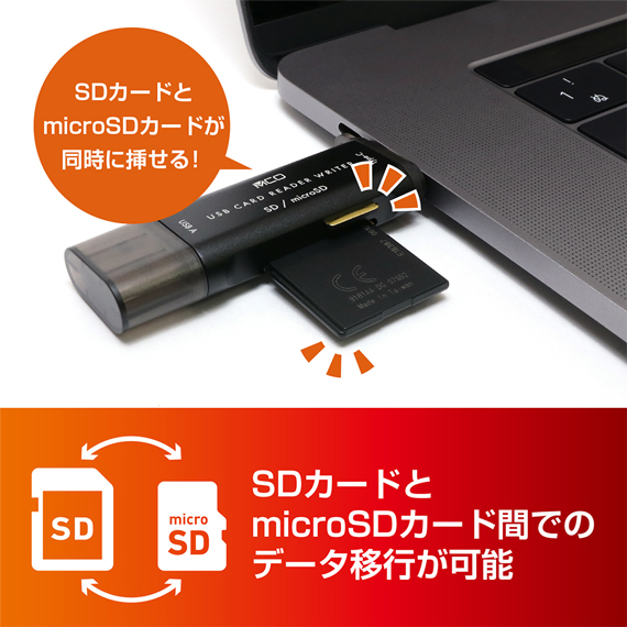 SDカードリーダ・ライタ USB3.2Gen1対応 USB Type-C・USB-A両対応