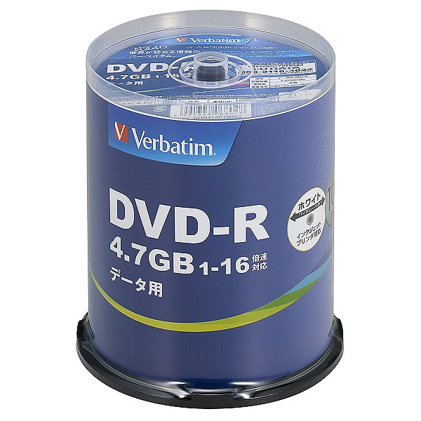 DVD-R(Data) 1回記録用 4.7GB 1-16倍速 100枚スピンドルケース100P IJP対応