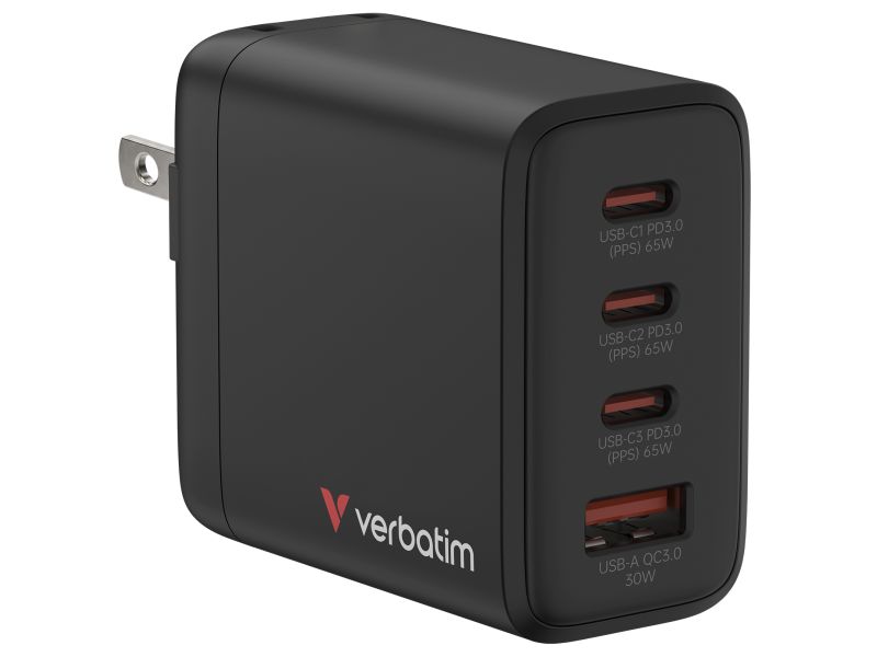GaN搭載PD急速充電器 65W 4ポート USB-C×3 USB-A×1