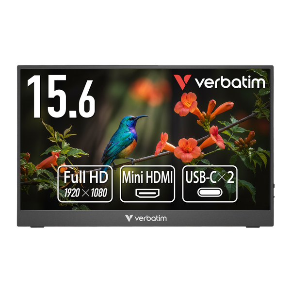 ポータブルモニター 15.6型/1920×1080/Mini HDMI、USB Type-C(DisplayPort Alt Mode)/ブラック/スピーカー：あり/アルミ筐体の高耐久 スタンドカバー付き
