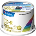 CD-R 700MB PCデータ用 48倍速対応 50枚スピンドルケース 印刷可能ホワイトレーベル