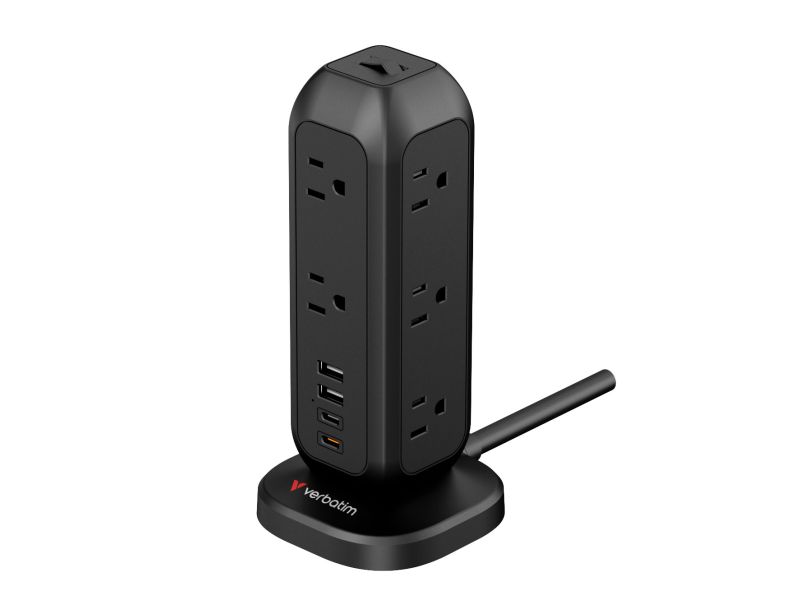 タワー型充電タップ 11xAC/2xUSB-C/2xUSB-A ブラック