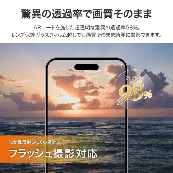iPhone 16/iPhone 16 Plus レンズ保護ガラスフィルム 「GLASS PREMIUM FILM」 全面保護 超高透過 約98％