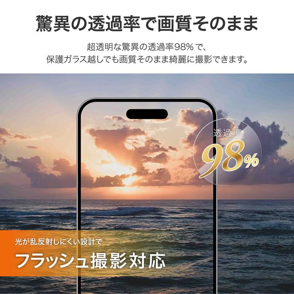 iPhone 16 Pro/iPhone 16 Pro Max レンズ保護ガラスフィルム 「GLASS PREMIUM FILM」 全面保護 ゴリラガラス 超高透過 約98%