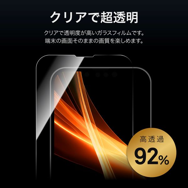 iPhone 16e/iPhone 14/iPhone 13 ガラスフィルム「GLASS PREMIUM FILM」 2枚入り 超透明