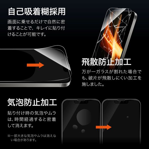 iPhone 16e/iPhone 14/iPhone 13 ガラスフィルム「GLASS PREMIUM FILM」 2枚入り 超透明
