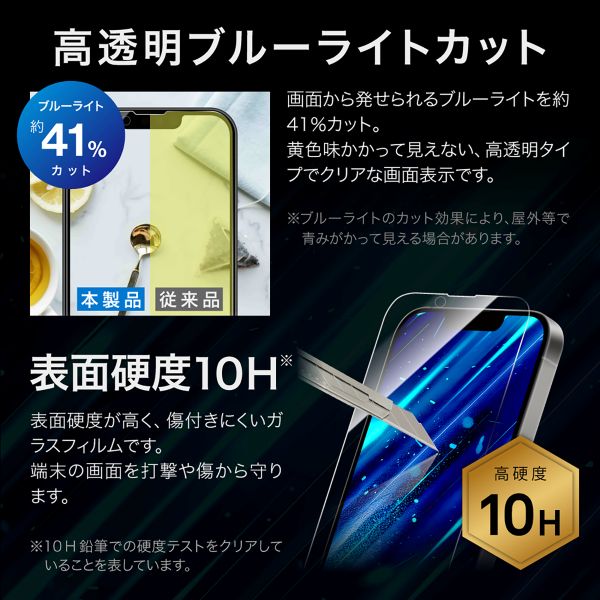 iPhone 16e/iPhone 14/iPhone 13 ガラスフィルム「GLASS PREMIUM FILM Lite」 セラミックコーティング ブルーライトカット