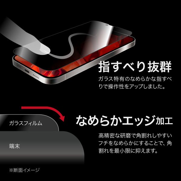 iPhone 16e/iPhone 14/iPhone 13 ガラスフィルム「GLASS PREMIUM FILM Lite」全面保護 覗き見防止180°