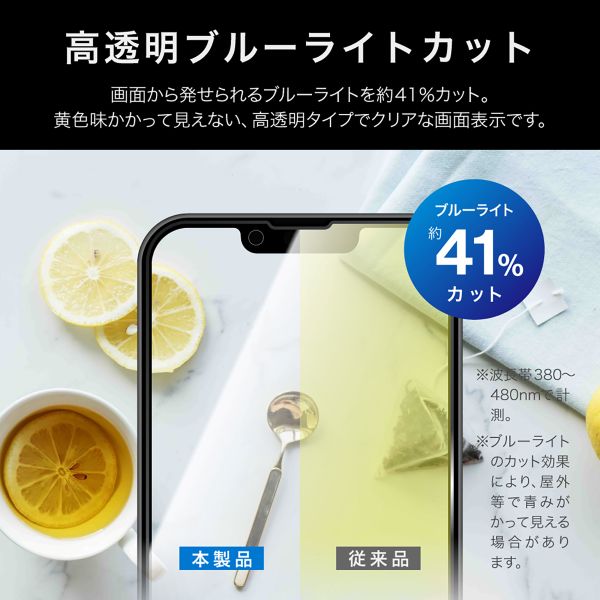 iPhone 16e/iPhone 14/iPhone 13 ガラスフィルム「GLASS PREMIUM FILM Lite」全面保護 ソフトフレーム ブルーライトカット