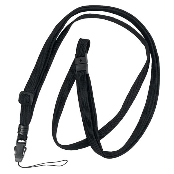 ネックストラップ 平型タイプ 全長80cm(アジャスター付き) ブラック 【簡易包装】