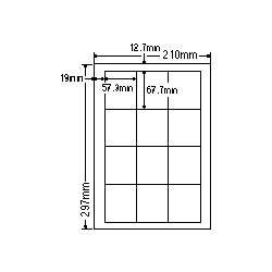 カラーレーザプリンタ用ラベル光沢紙タイプ(12面)