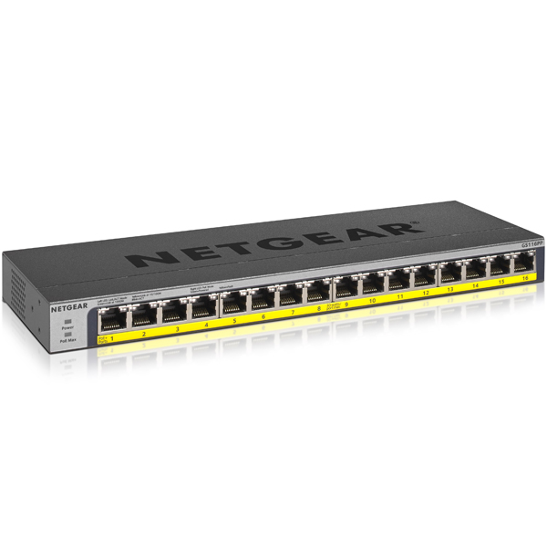 GS116PP ギガ16ポート PoE+(183W)対応 アンマネージスイッチ