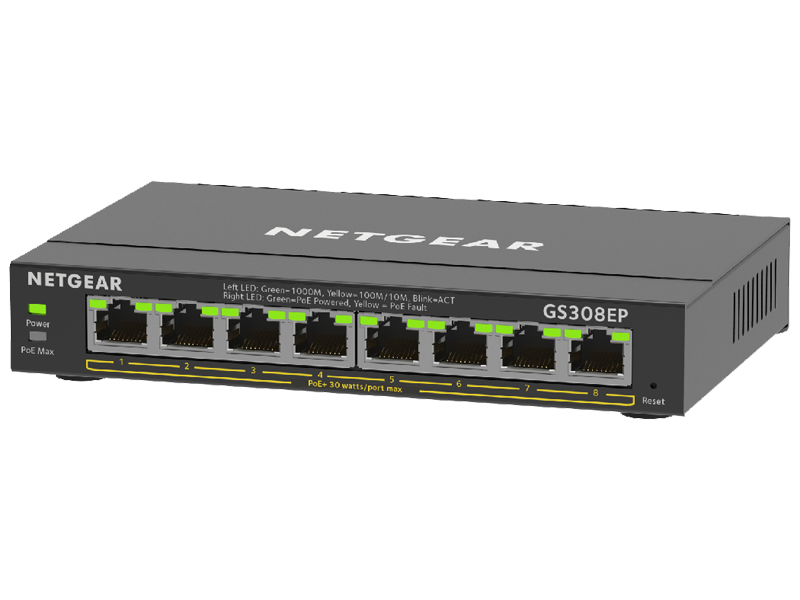 SOHO/家庭向けPoE+対応 (62W) ギガビット8ポートアンマネージプラススイッチ