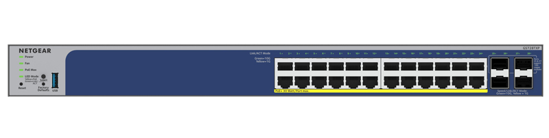 GS728TXPv3 ギガ24ポート SFP+x4 アップリンク PoE+対応スマートクラウドスイッチ