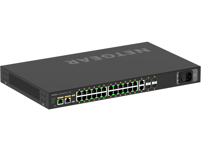 ProAV向けPoE+対応 (300W) 1Gポート×26 SFPスロット×4 フルマネージスイッチ