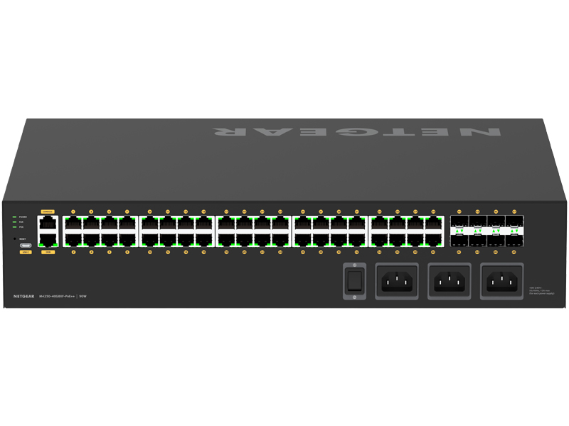 ProAV向けUltra90 PoE++対応(2880W) 1Gポート×40 SFP+スロット×8 フルマネージスイッチ
