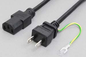 電源ケーブル アース端子付き2Pプラグ/3Pソケット 7A-125V 5m