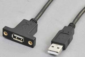 パネルマウント USB2.0ケーブル Aオス-パネルマウントAメス 0.3m