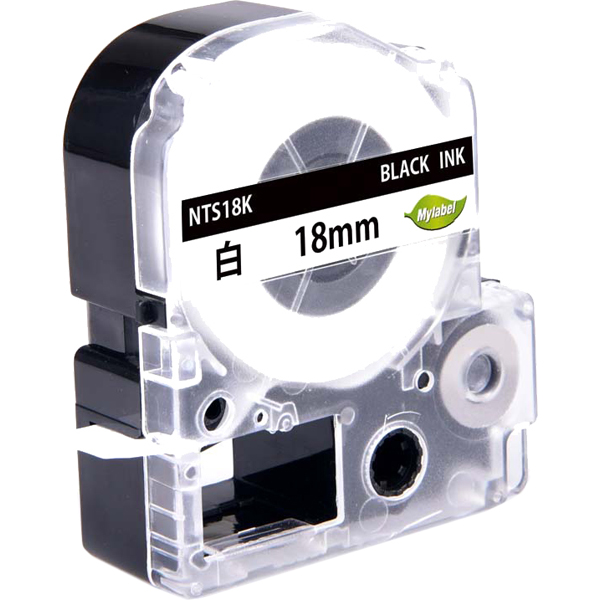 テプラ互換ラベルカートリッジ　18mm 黒文字白テープ