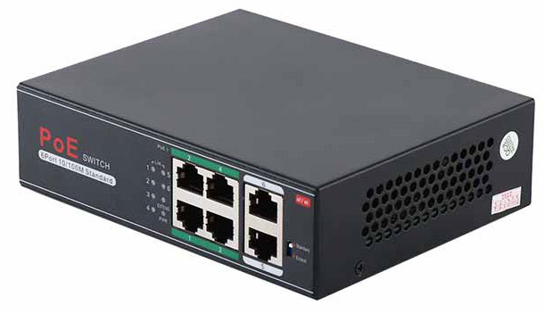 POEスイッチングハブ（4CH/POE/長距離伝送/雷サージ）