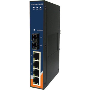 産業用メディアコンバータ内蔵イーサネットスイッチ 4+1ポート シングルモード DINレールマウント対応 DC入力