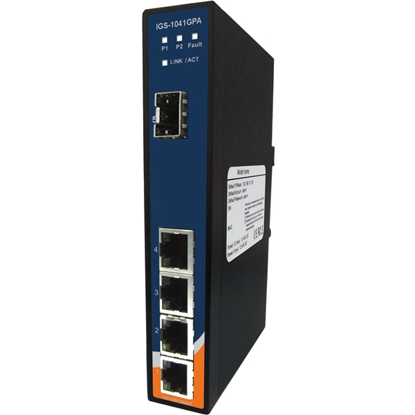 産業用メディアコンバータSFPポート付ギガビットイーサネットスイッチ 4+1ポート