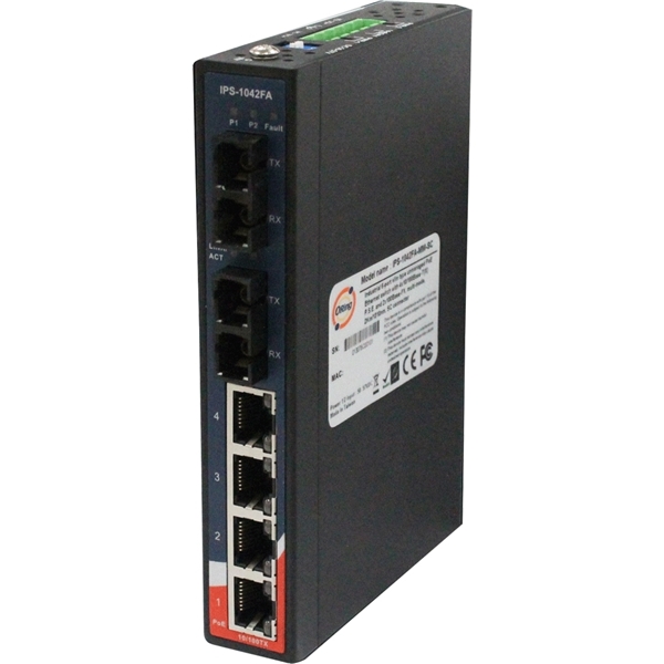 産業用メディアコンバータ付PoEイーサネットスイッチ マルチモード PoE 100FX