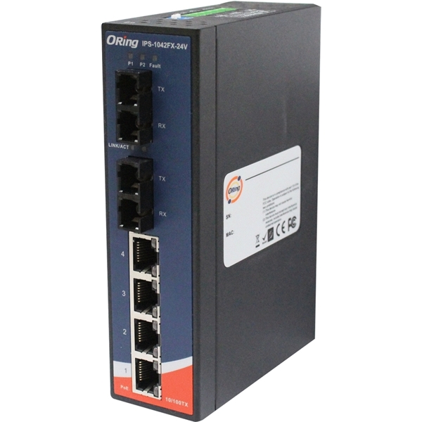 産業用メディアコンバータ内蔵PoEイーサネットスイッチ 24V入力対応 マルチモード