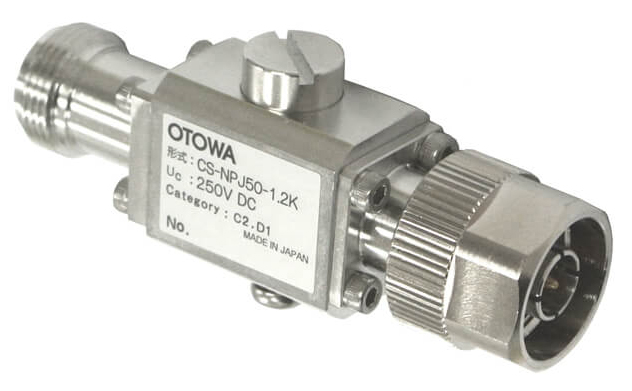 同軸ケーブル用SPD（避雷器）/電圧防護レベル（Up）：1800V以下