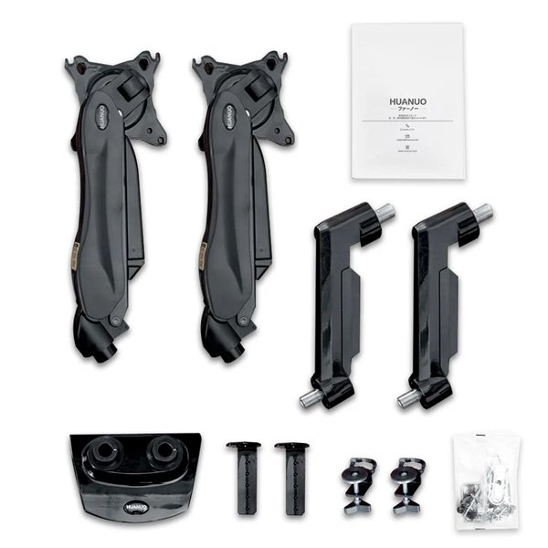 ガススプリング式モニターアーム/13-30インチサイズモニター対応/デュアル画面/ブラック