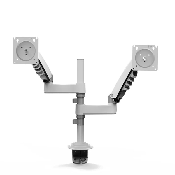 ガススプリング式モニターアーム/13-32インチサイズモニター対応/水平垂直可動/デュアル画面/ホワイト