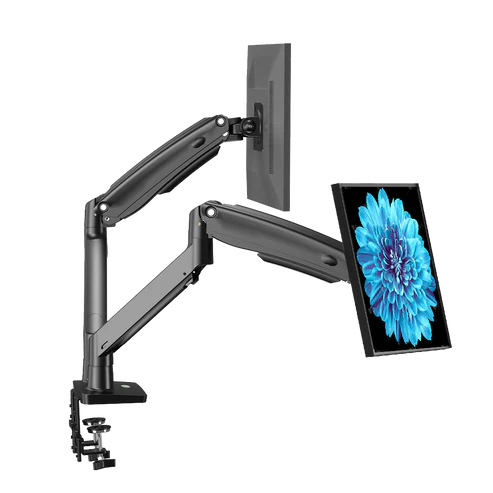 ガススプリング式モニターアーム/13-35インチサイズモニター対応/デュアル画面/ブラック