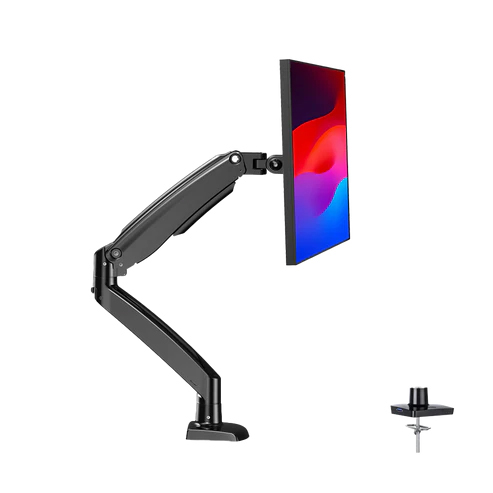 ガススプリング式モニターアーム/13-35インチサイズモニター対応/シングル画面/ブラック