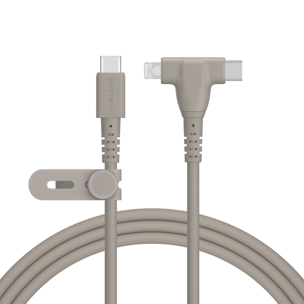 MOTTERU 2in1 USB-C to Lightning & USB-C シリコンケーブル（MOT-2IN1G） 2m ラテグレージュ