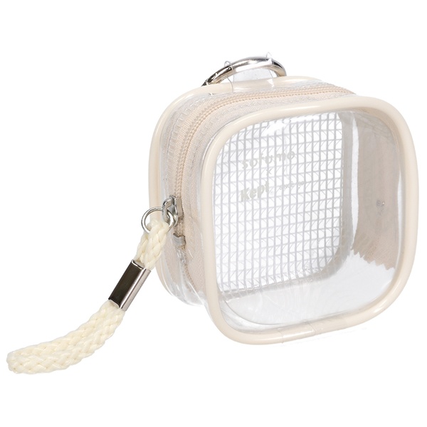 MOTTERU sofumo×Kept カラビナ付き ミニポーチ クリア （MOT-ACCPCH02） アーモンドミルク 製品サイズ約74(W)×44(D)×74(H)mm