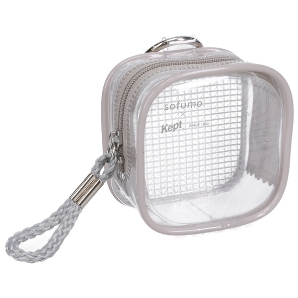 MOTTERU sofumo×Kept カラビナ付き ミニポーチ クリア （MOT-ACCPCH02） ラテグレージュ 製品サイズ約74(W)×44(D)×74(H)mm