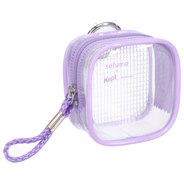 MOTTERU sofumo×Kept カラビナ付き ミニポーチ クリア （MOT-ACCPCH02） ペールアイリス 製品サイズ約74(W)×44(D)×74(H)mm