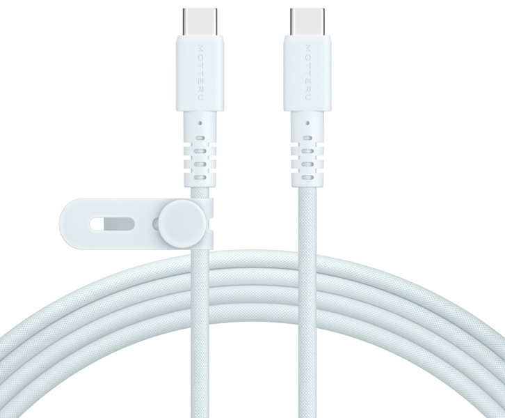 MOT 編み込みケーブル 急速充電 データ転送対応 USB-C to USB-C 2m 2年保証 グレイッシュブルーブルー