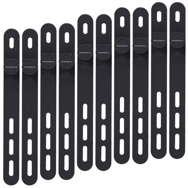 MOTTERU ソフトタッチ ケーブルバンド sofumo シリコン 北欧 3つ穴タイプ （MOT-CBBAND02） スモーキーブラック 製品サイズ約13(W)×10(D)×120(H)mm