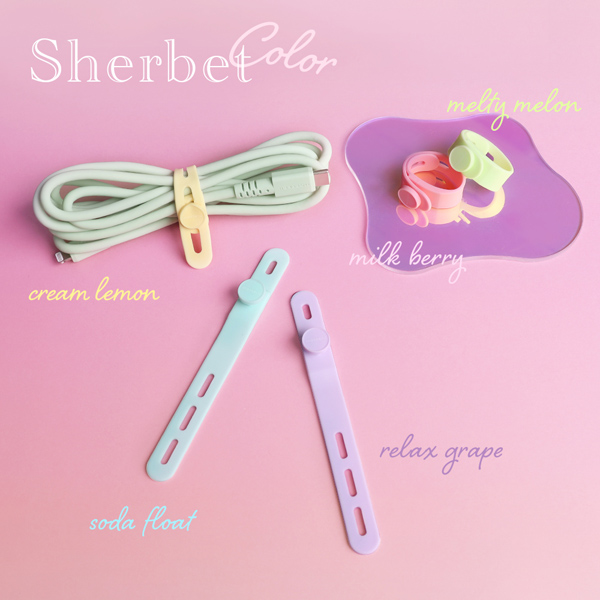 MOTTERU ソフトタッチ ケーブルバンド sofumo シリコン 北欧 10本入り シャーベットカラー 製品サイズ約13(W)mm×10(D)mm×120(H)mm