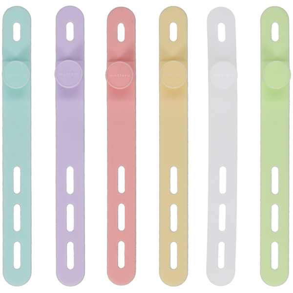 MOTTERU ソフトタッチ ケーブルバンド sofumo シリコン 北欧 6本入り シャーベットカラー 製品サイズ約13(W)mm×10(D)mm×120(H)mm