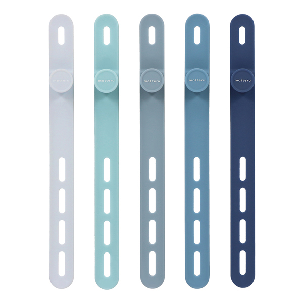 MOTTERU ソフトタッチ ケーブルバンド sofumo シリコン 北欧 4つ穴タイプ （アクアカラー） 製品サイズ約13(W)×10(D)×150(H)mm