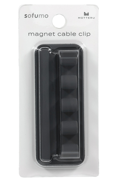 MOTTERU マグネットケーブルクリップ シリコン ケーブル収納 スモーキーブラック（MOT-CBCLIP04） 製品サイズ約90(W)×36(D)×20(H)mm