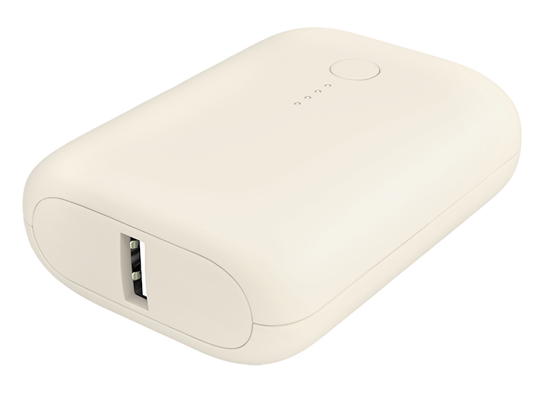 MOTTERU 小型軽量モバイルバッテリー 10000mAh PD18W アーモンドミルク 製品サイズ約78(W)×25(D)×58(H)mm