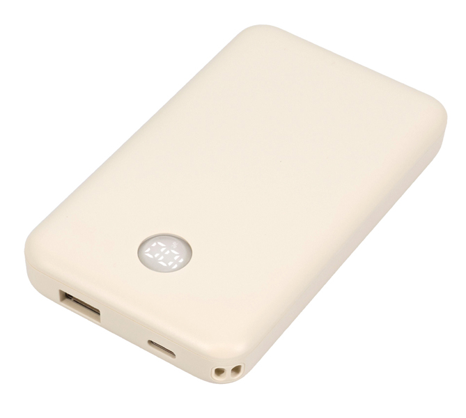 MOTTERU モバイルバッテリー 10000mAh 残量表示ディスプレイ PD20W入出力 PSE適合製品 2年保証 アーモンドミルク 製品サイズ約69(W)×18.5(D)×117(H)mm