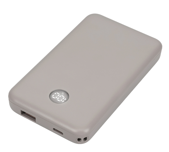 MOTTERU モバイルバッテリー 10000mAh 残量表示ディスプレイ PD20W入出力 PSE適合製品 2年保証 ラテグレージュ 製品サイズ約69(W)×18.5(D)×117(H)mm