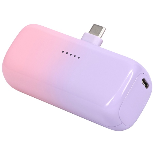 MOTTERU ダイレクトモバイルバッテリー 5000mAh PD20W対応 USB-Cコネクタ 2台同時充電 PSE適合製品 2年保証 コットンキャンディ 製品サイズ約79(W)×26(D)×36.5(H)mm